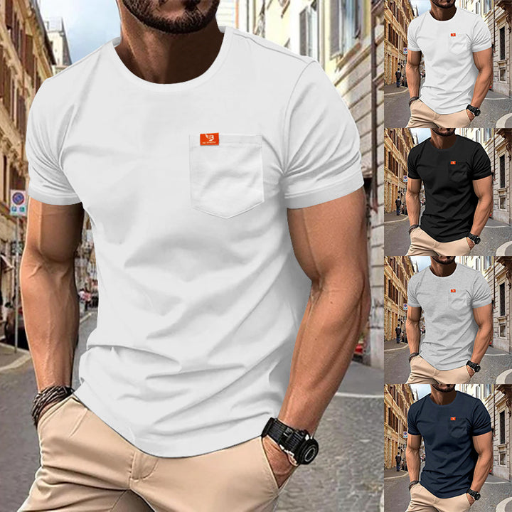 Herren Premium Rundhals T-Shirt mit Brusttasche Aliams