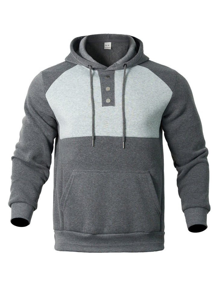 Herren Hoodie mit Knopfleiste und Kontrastdetails Aliams
