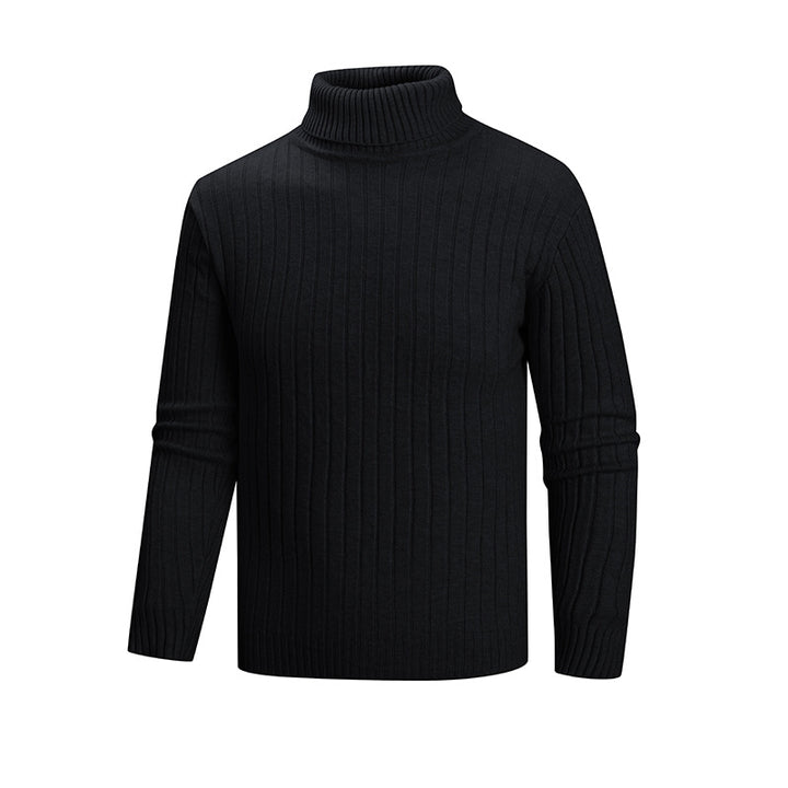 Herren eleganter Pullover mit hohem Kragen und feiner Rippenstruktur Aliams