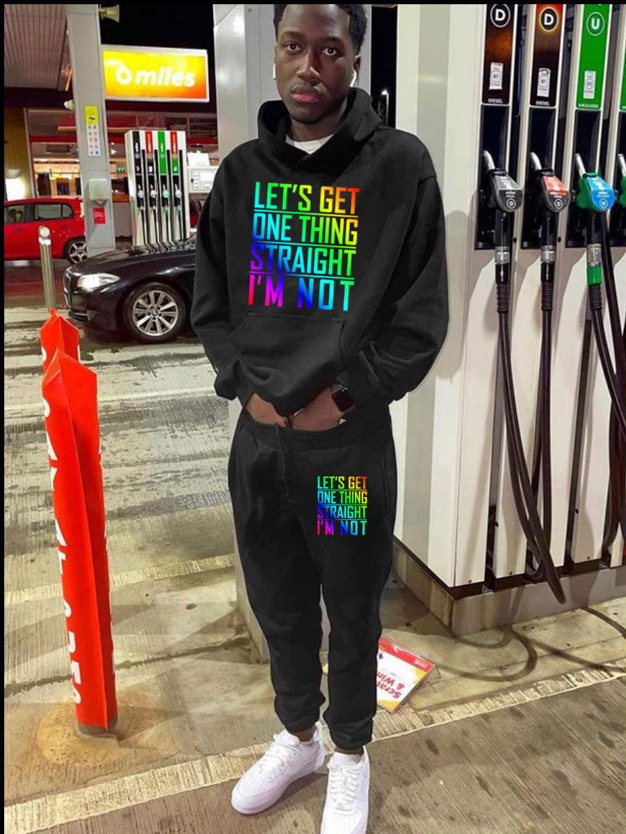 Herren gemütlicher Kapuzenanzug mit leuchtendem Statement Aliams