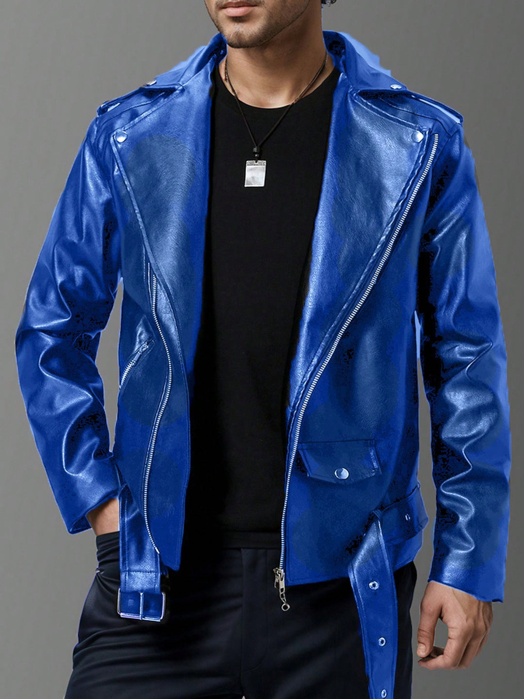 Herren stilvolle Bikerjacke aus hochwertigem Echtleder Aliams