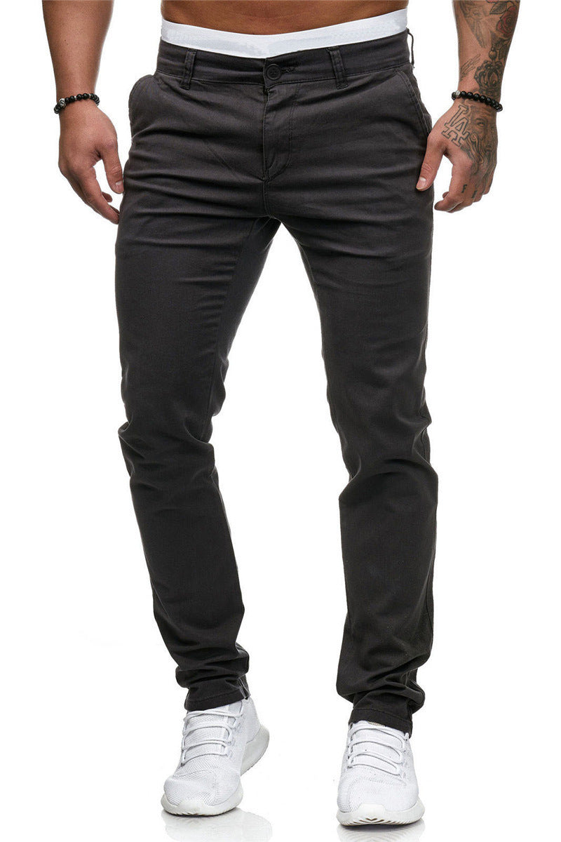 Herren stylische Slim-Fit Chinohose mit elastischem Bund und seitlichen Taschen Aliams