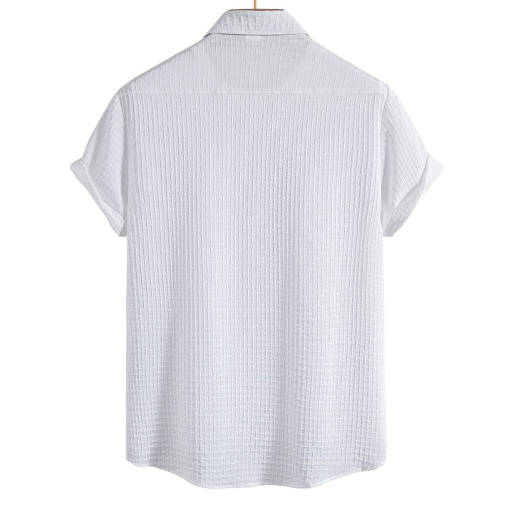 Herren Kurzarmhemd aus atmungsaktivem Strukturstoff mit eleganter Knopfleiste Aliams