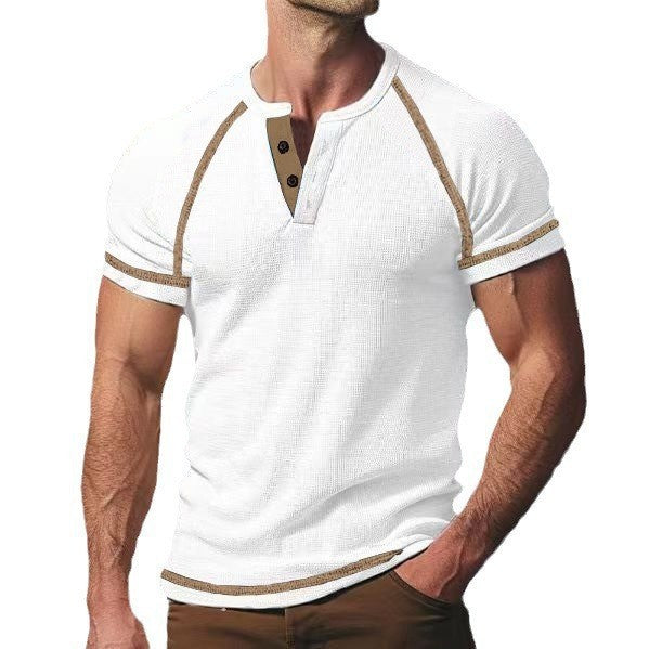Herren Kurzarm-Henley-T-Shirt mit Kontrastakzenten Aliams