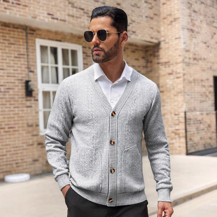 Herren Strickjacke mit modernen Details und praktischen Taschen Aliams