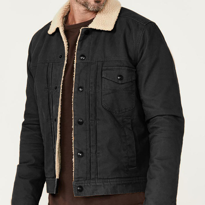 Herren Baumwolljacke mit Fleece-Kragen und seitlichen Taschen Aliams