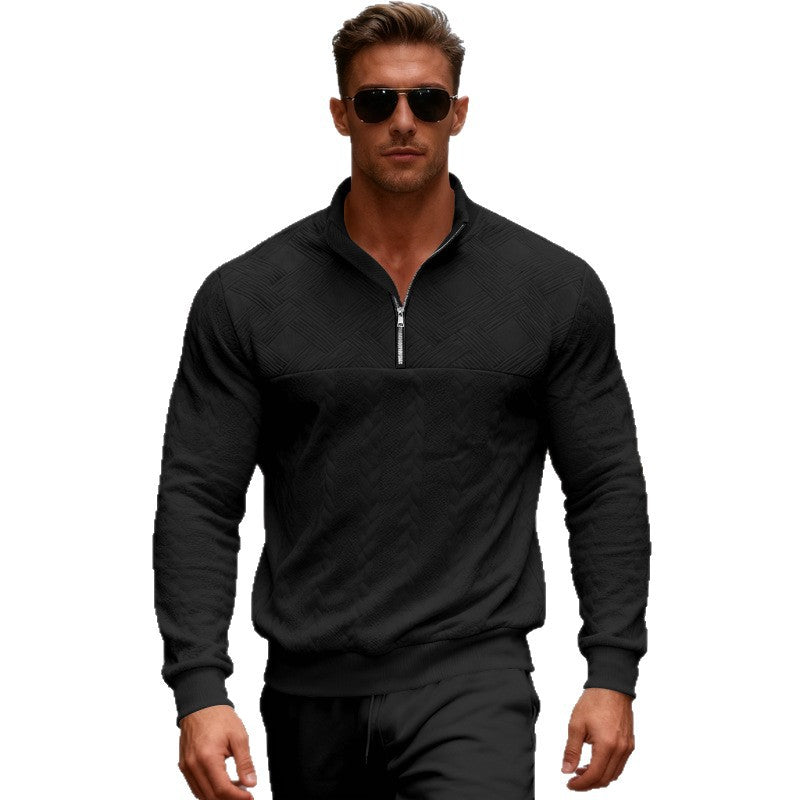 Herren Casual Pullover mit Stehkragen und Reißverschluss Aliams