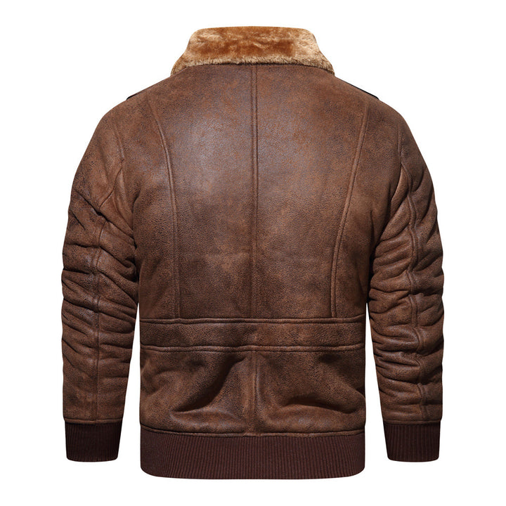 Herren Bikerjacke mit Teddyfutter und hohem Kragen Aliams