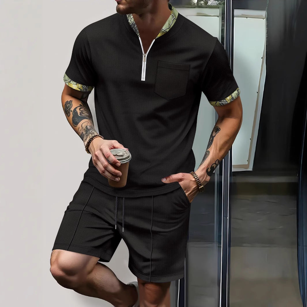 Herren Freizeit-Set mit kurzem Reißverschluss und modischer Schnürung Aliams