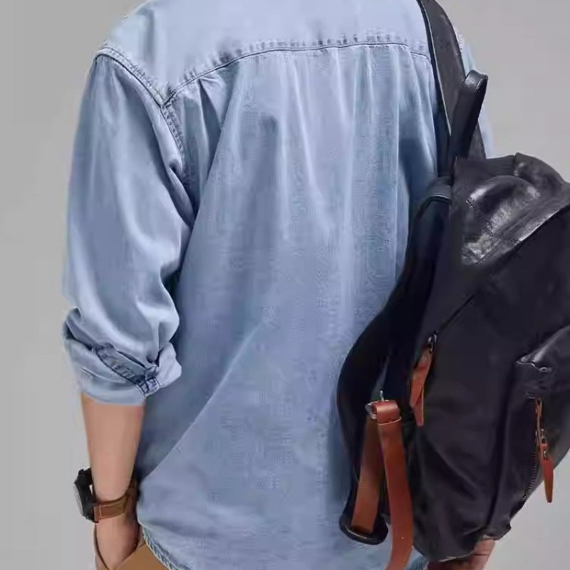 Herren Denim-Hemdjacke mit praktischen Brusttaschen Aliams