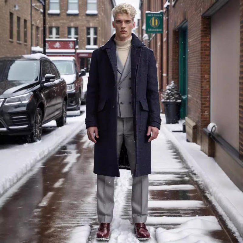 Herren Eleganter und zeitloser Wool-Langmantel Aliams