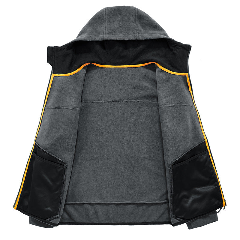 Herren Fleecejacke mit praktischen Taschen und verstellbarer Kapuze Aliams