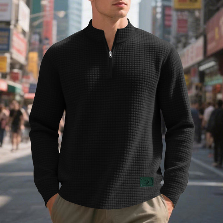 Herren Pullover mit Reißverschluss und strukturiertem Design Aliams