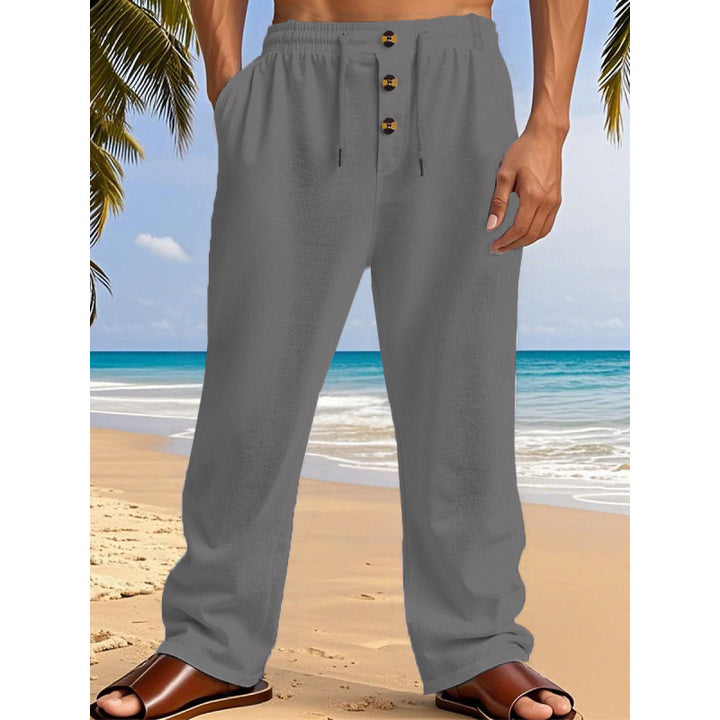 Herren Bequeme Sommerfreizeithose mit elastischem Bund und modernen Knopfdetails Aliams