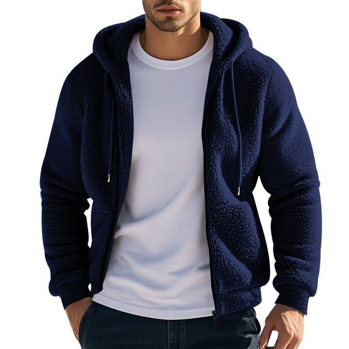 Herren Fleece Hoodie mit Kängurutasche und praktischem Reißverschluss Aliams