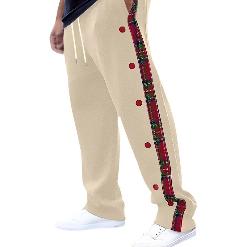 Herren gemütliche Freizeithose mit modischem Knopfdesign Aliams