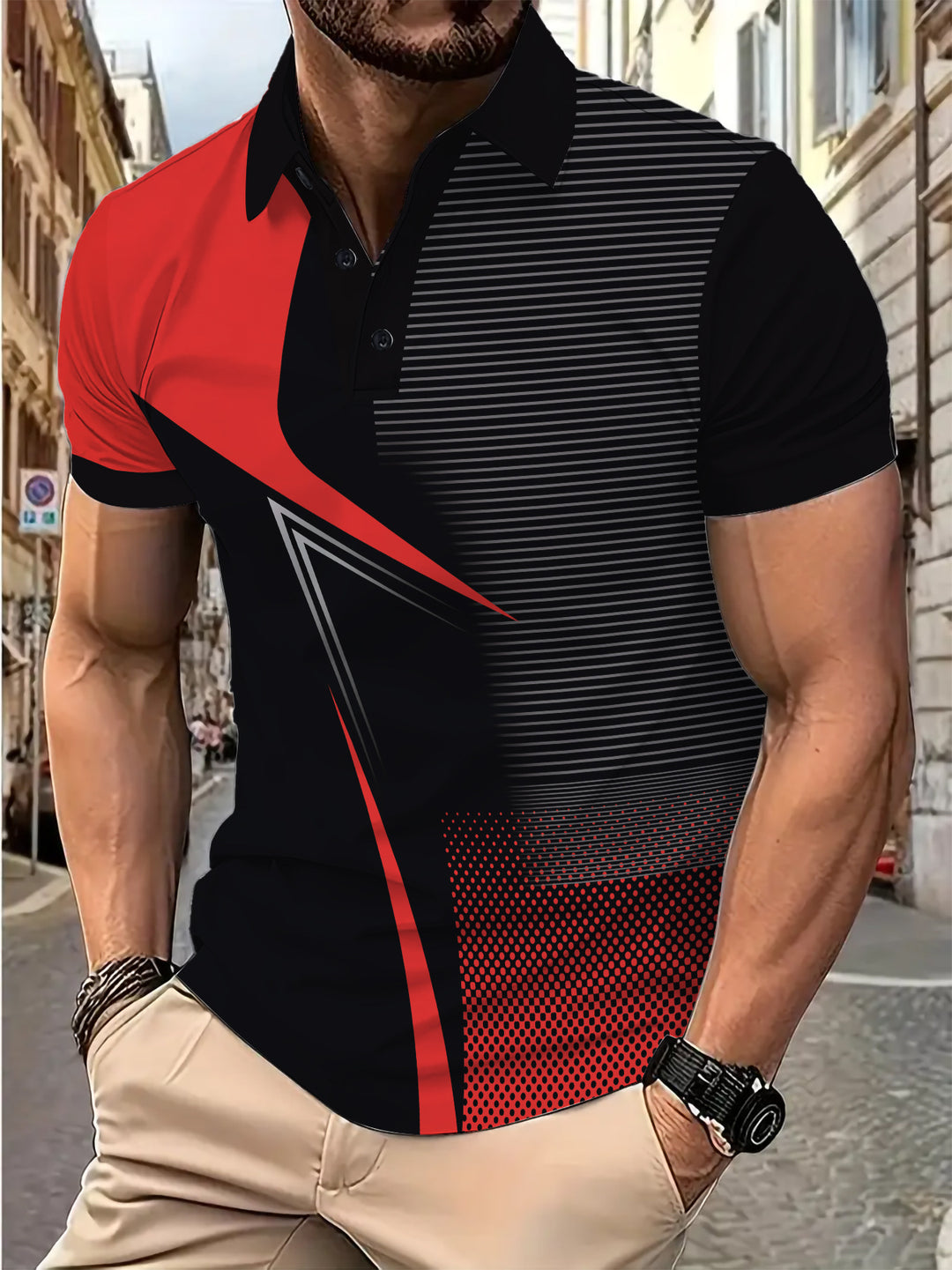 Herren Sportliches Poloshirt mit aufregendem Grafikdesign Aliams