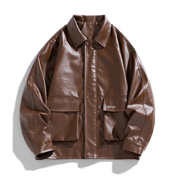 Herren Kunstlederjacke im modernen Schnitt mit praktischen Pattentaschen Aliams