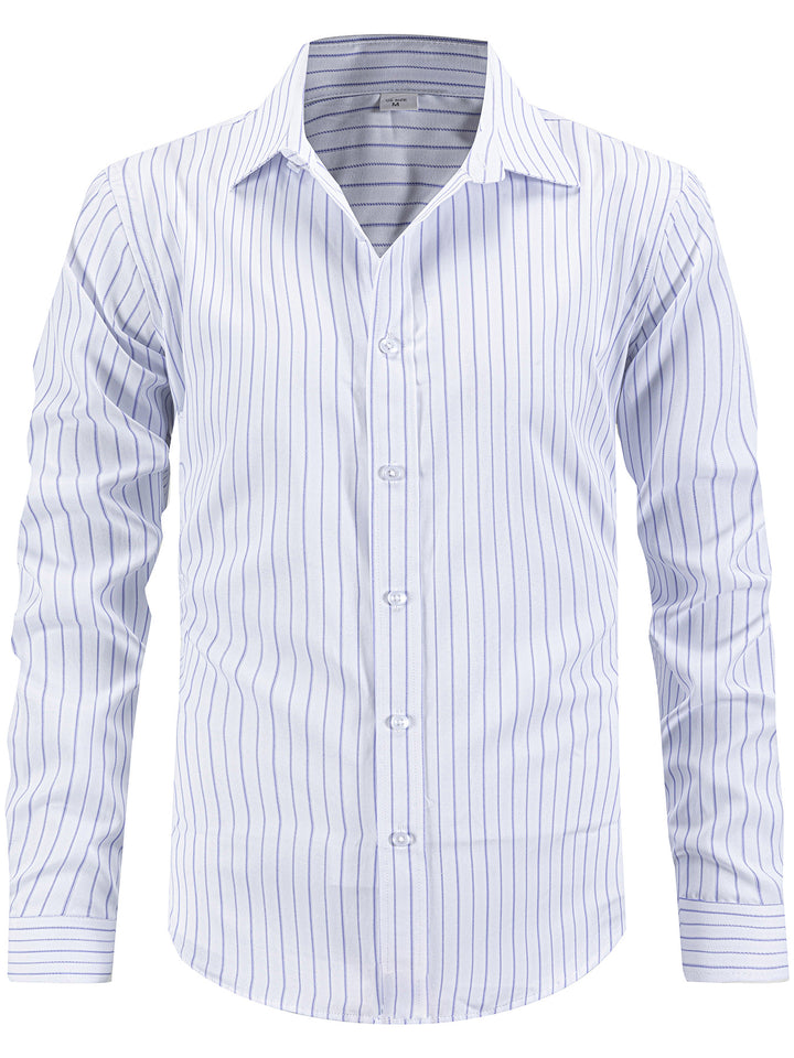 Herren elegantes gestreiftes Langarmhemd Aliams