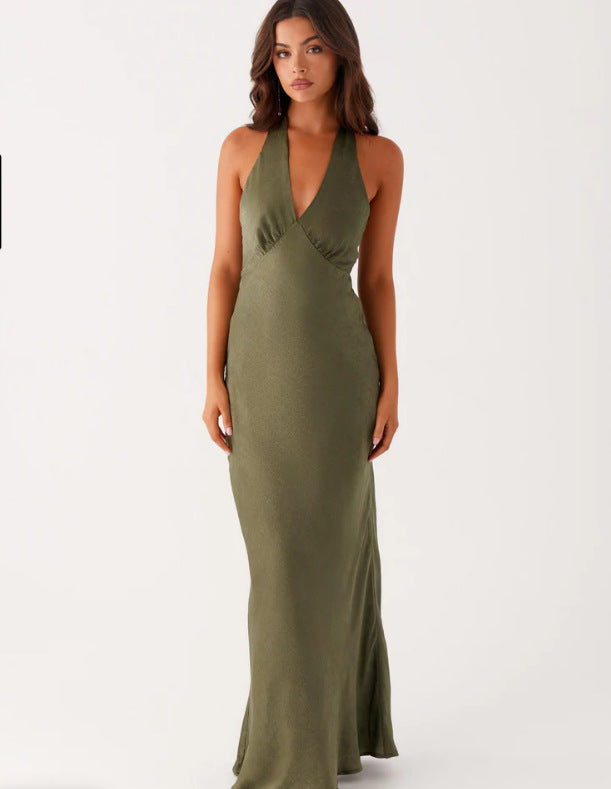 Damen Maxikleid mit Elegantem Halterneck-Design und Figurformendem Schnitt Aliams
