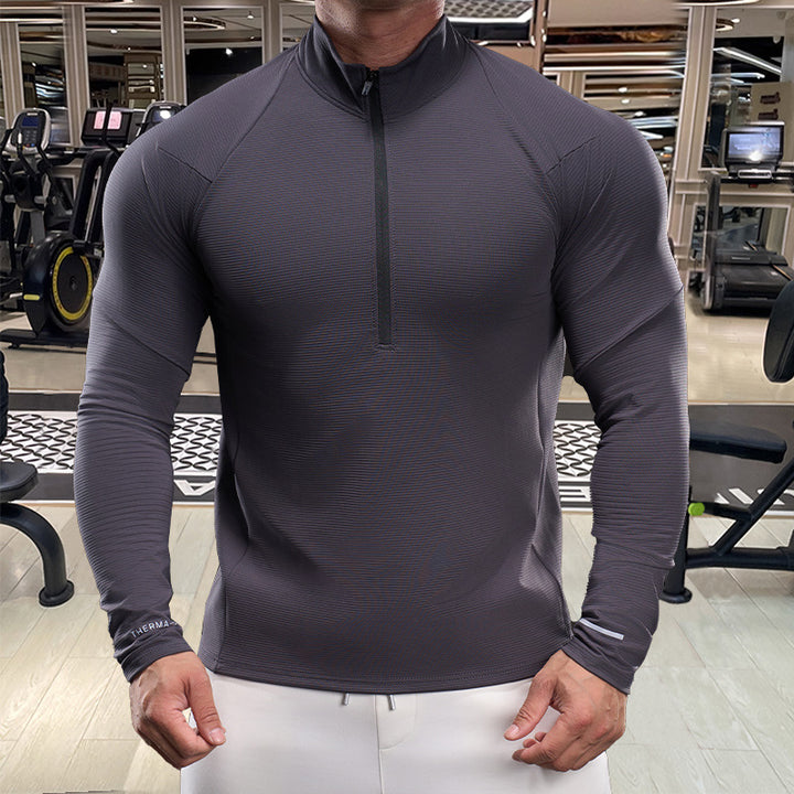 Herren Hochwertiges Funktionsoberteil mit Stehkragen und kurzem Reißverschluss Aliams