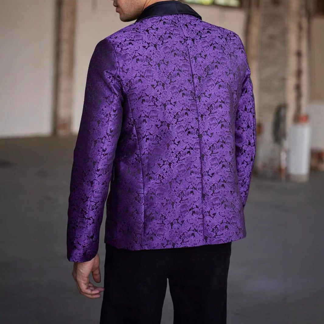 Herren eleganter Paillettenblazer mit floralem Design und schimmernder Oberfläche Aliams