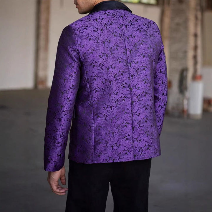 Herren eleganter Paillettenblazer mit floralem Design und schimmernder Oberfläche Aliams