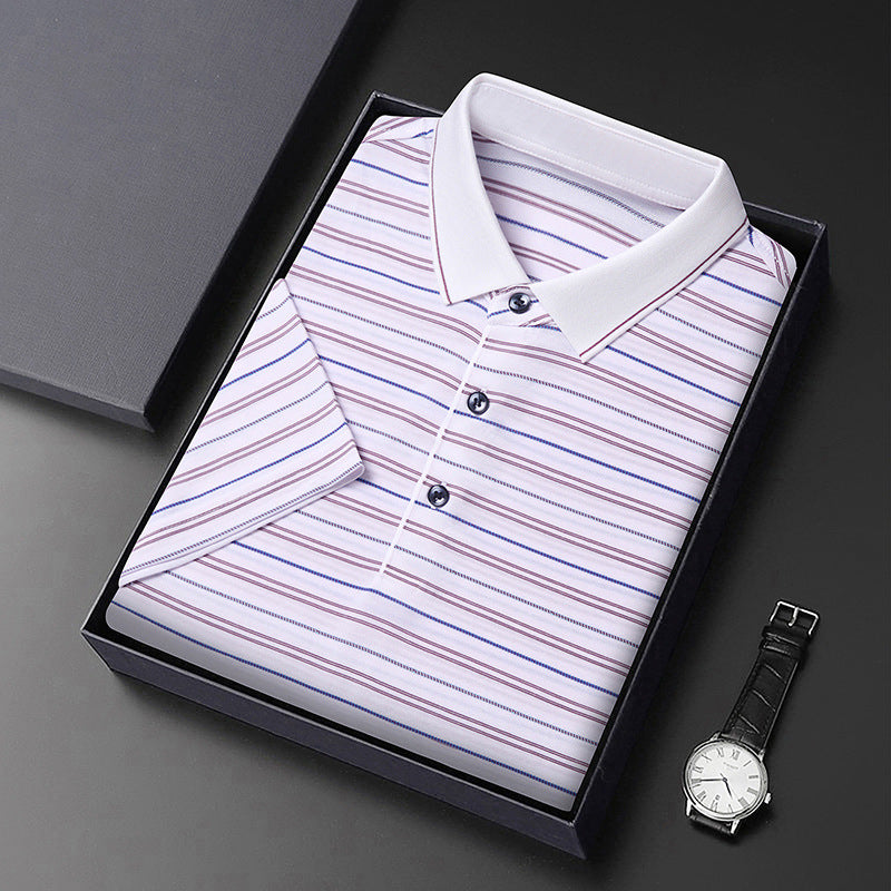 Herren Kurzarm Poloshirt mit feinem Streifenmuster Aliams