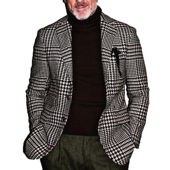 Herren eleganter Baumwoll-Blazer mit Hahnentrittmuster Aliams