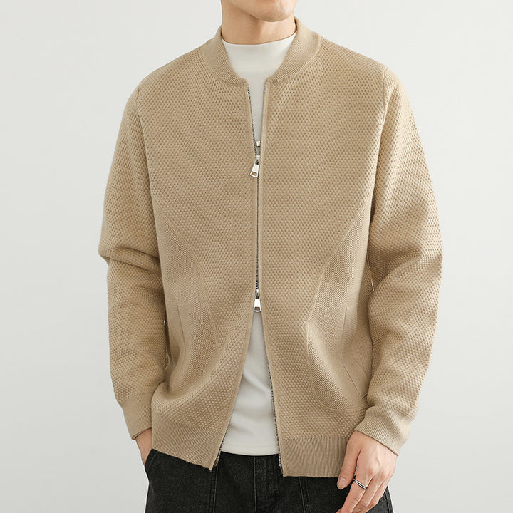 Herren Jacquard Sweatjacke mit Reißverschluss und praktischen Taschen Aliams