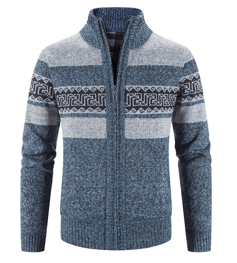Herren gemütlicher Strickjacke mit Zip-Kragen Aliams