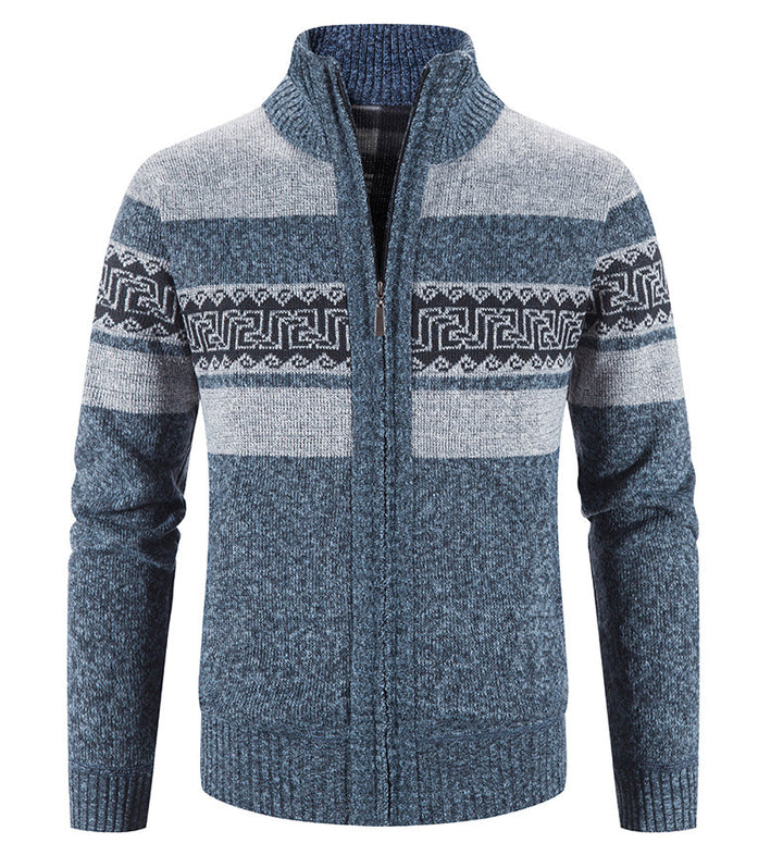 Herren gemütlicher Strickjacke mit Zip-Kragen Aliams