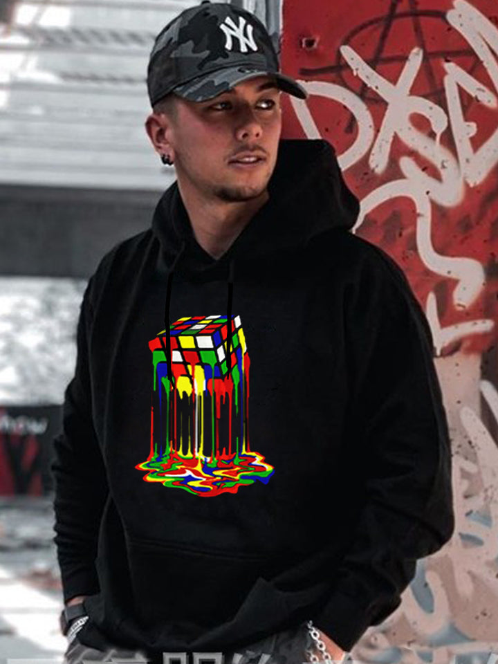 Herren Kapuzenpullover mit kreativem Rubik's Cube Grafikdruck Aliams