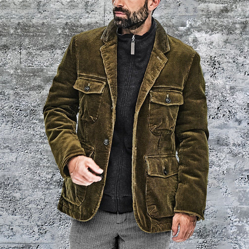 Herren Cordjacke mit praktischen aufgesetzten Taschen und modernem Schnitt Aliams