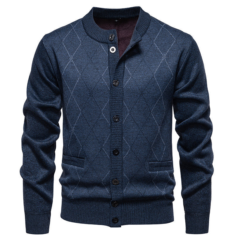 Herren stylische Strickjacke mit diamantförmigem Muster Aliams