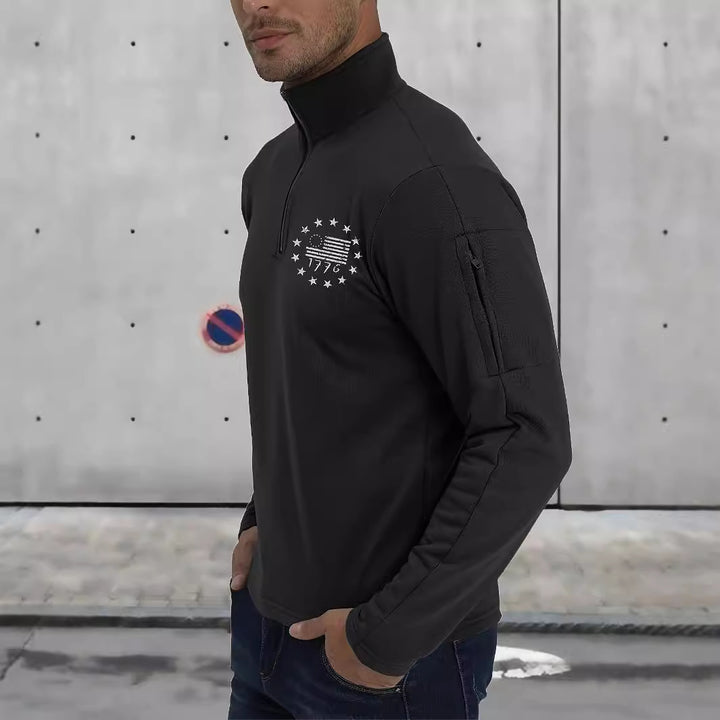 Herren Freizeitpullover mit Stehkragen und funktionellem Reißverschluss Aliams