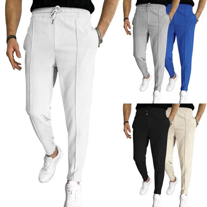 Herren stylische Hochbund-Hose mit elastischem Kordelzug und strukturiertem Design Aliams