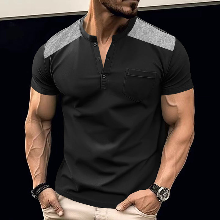 Herren Kurzarm-Henley-Shirt mit strukturiertem Design und praktischen Knöpfen Aliams