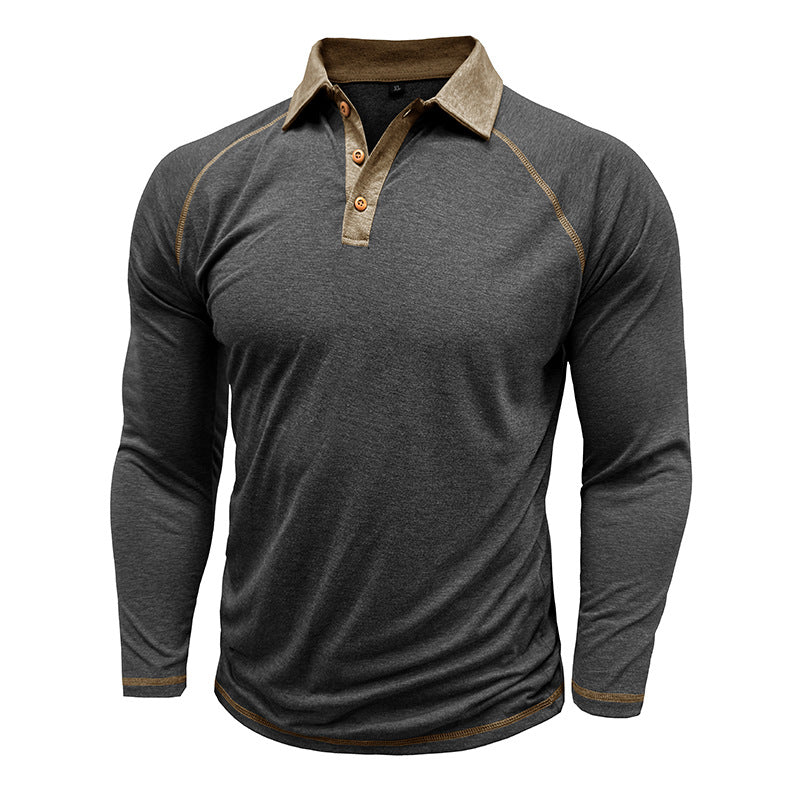 Herren Sportliches Langarm Polohemd mit strukturierter Kragenpartie und modischem Knopfdesign Aliams