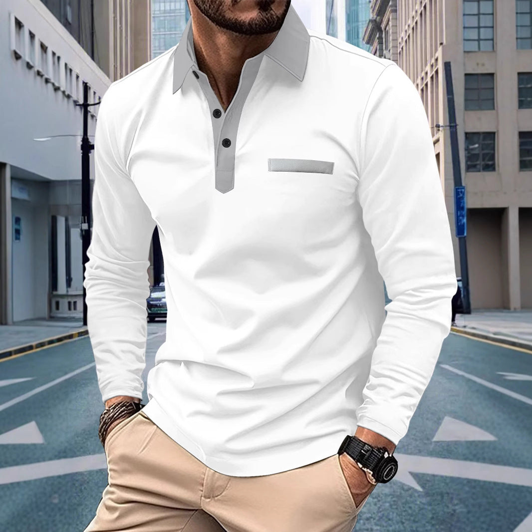 Herren Sportliches Langarmshirt mit kontrastierendem Kragen Aliams