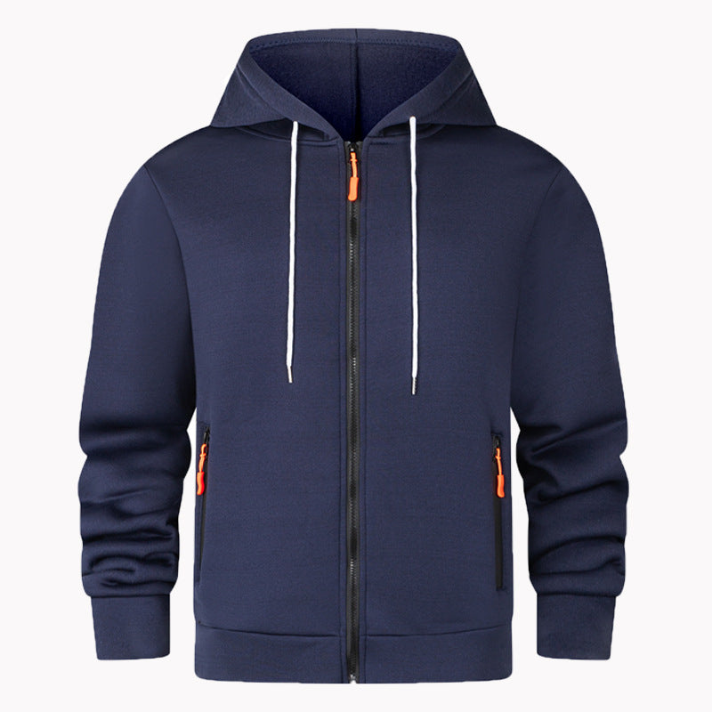 Herren sportlicher Fleece-Hoodie mit funktionalen Reißverschlusstaschen Aliams