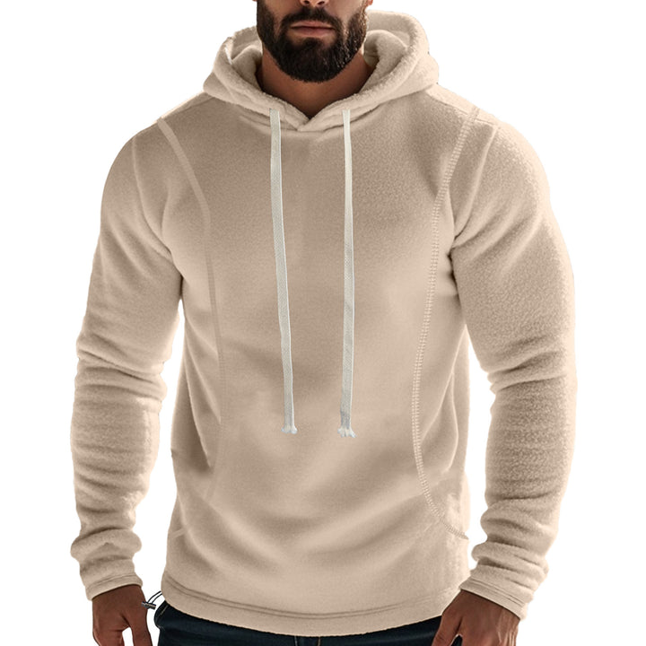 Herren Fleece-Kapuzenpullover mit hohem Kragen und Kängurutasche Aliams
