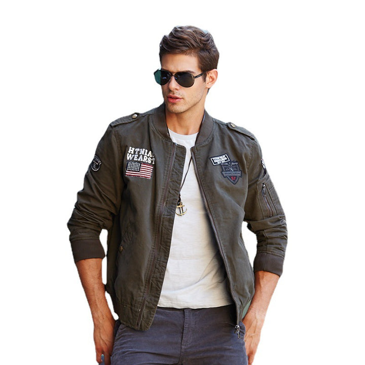 Herren stylische Bomberjacke mit praktischen Patches Aliams