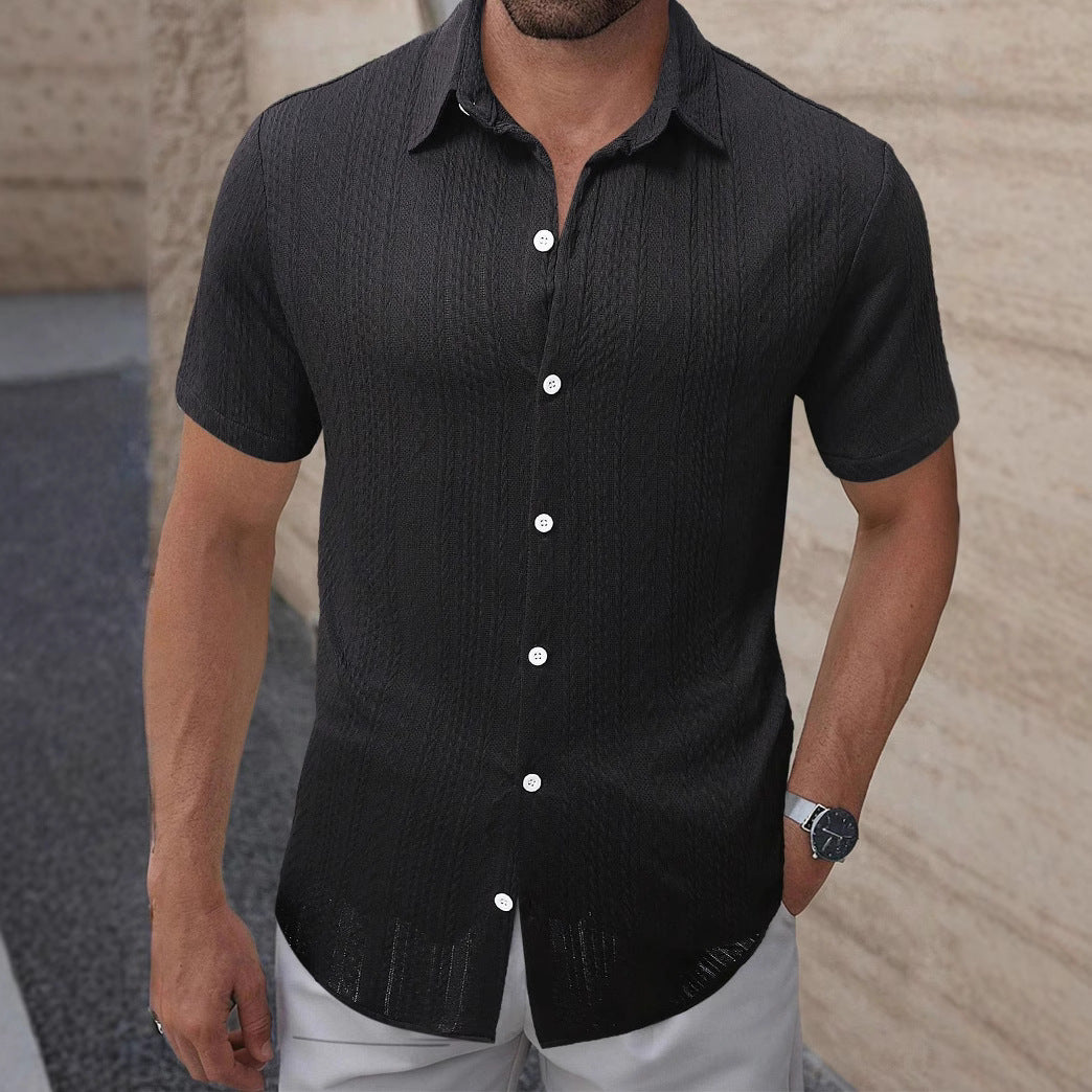 Herren Kurzarm-Hemd mit strukturiertem Muster Aliams