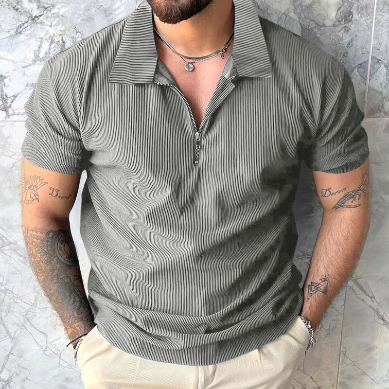 Herren Kurzarm Poloshirt mit Reißverschluss und strukturiertem Design Aliams