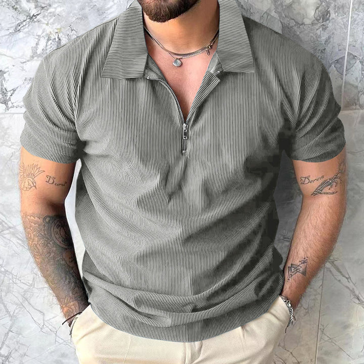 Herren Kurzarm Poloshirt mit Reißverschluss und strukturiertem Design Aliams