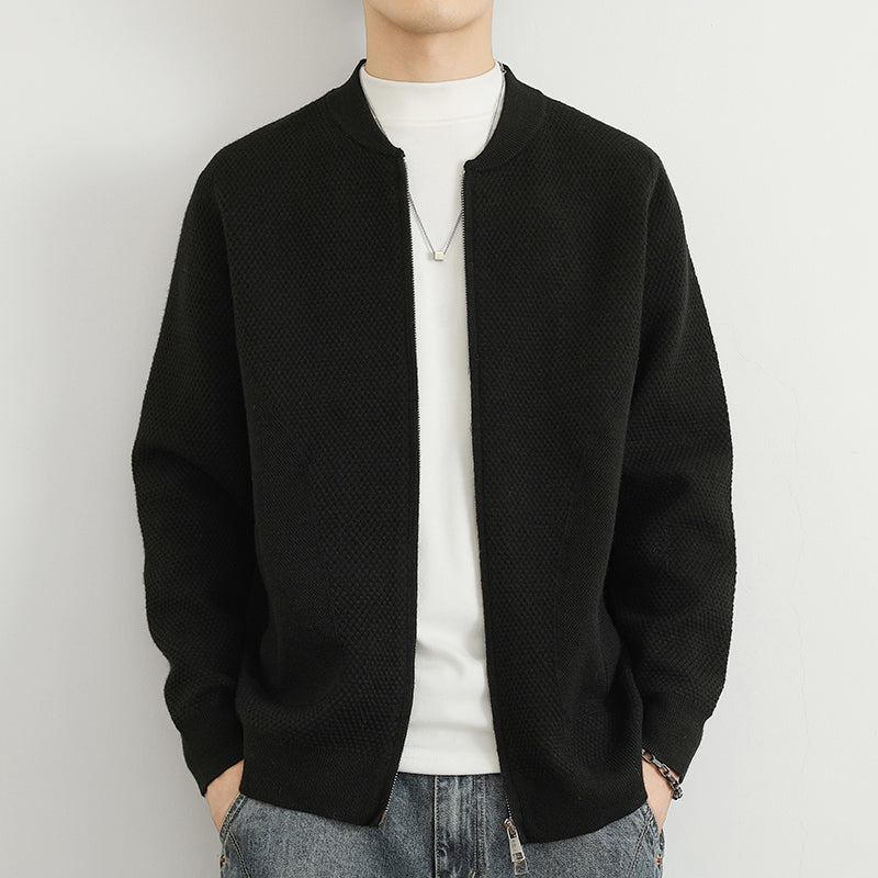 Herren Jacquard Sweatjacke mit Reißverschluss und praktischen Taschen Aliams