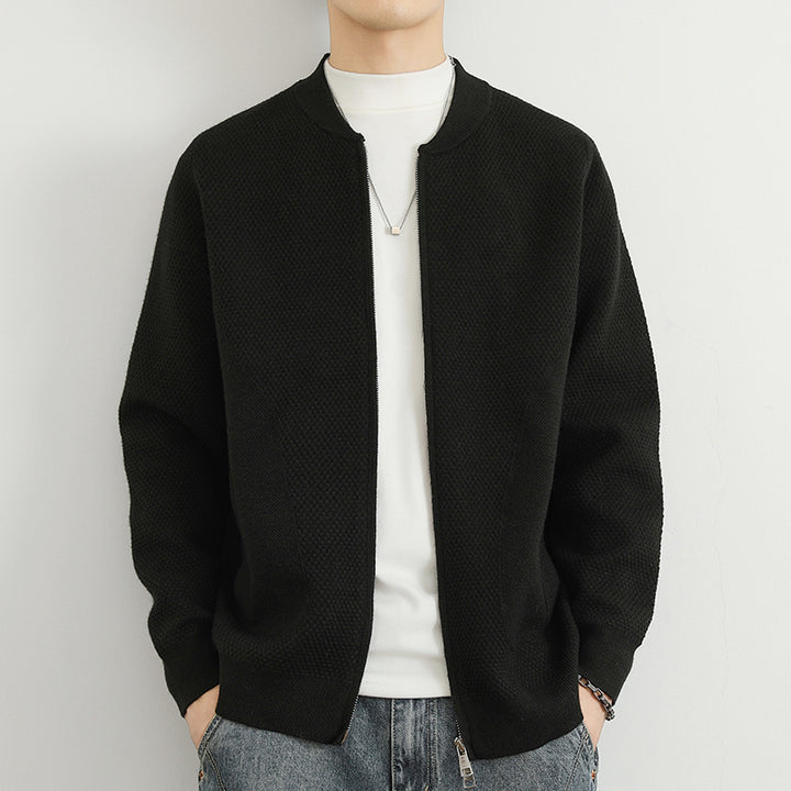 Herren Jacquard Sweatjacke mit Reißverschluss und praktischen Taschen Aliams