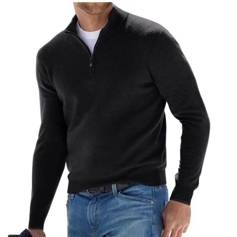 Herren Strickpullover mit modernem Stehkragen und praktischem Zipper Aliams