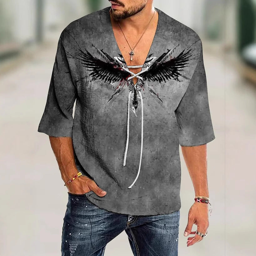 Herren grafisches Shirt mit modernem Schnürdesign Aliams